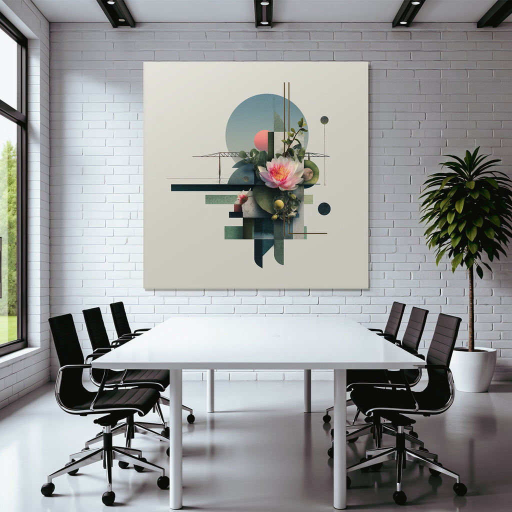 Abstrakte Geometrische Formen Mit Botanischen Elementen Blume Und Architektur
