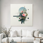 Abstrakte Geometrische Formen Mit Botanischen Elementen Blume Und Architektur