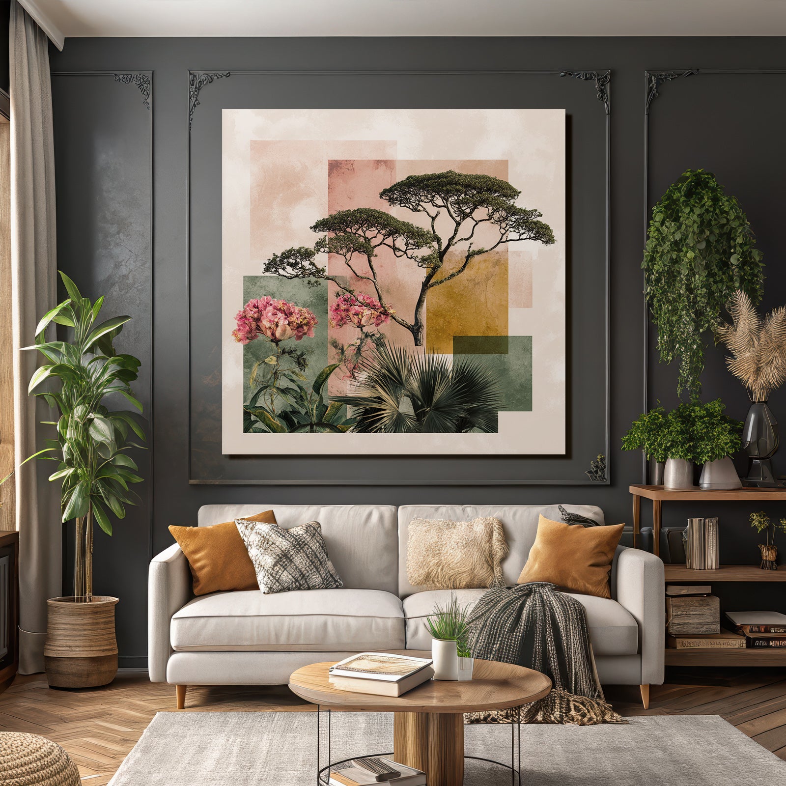Baum Und Blumen Geometrisches Design