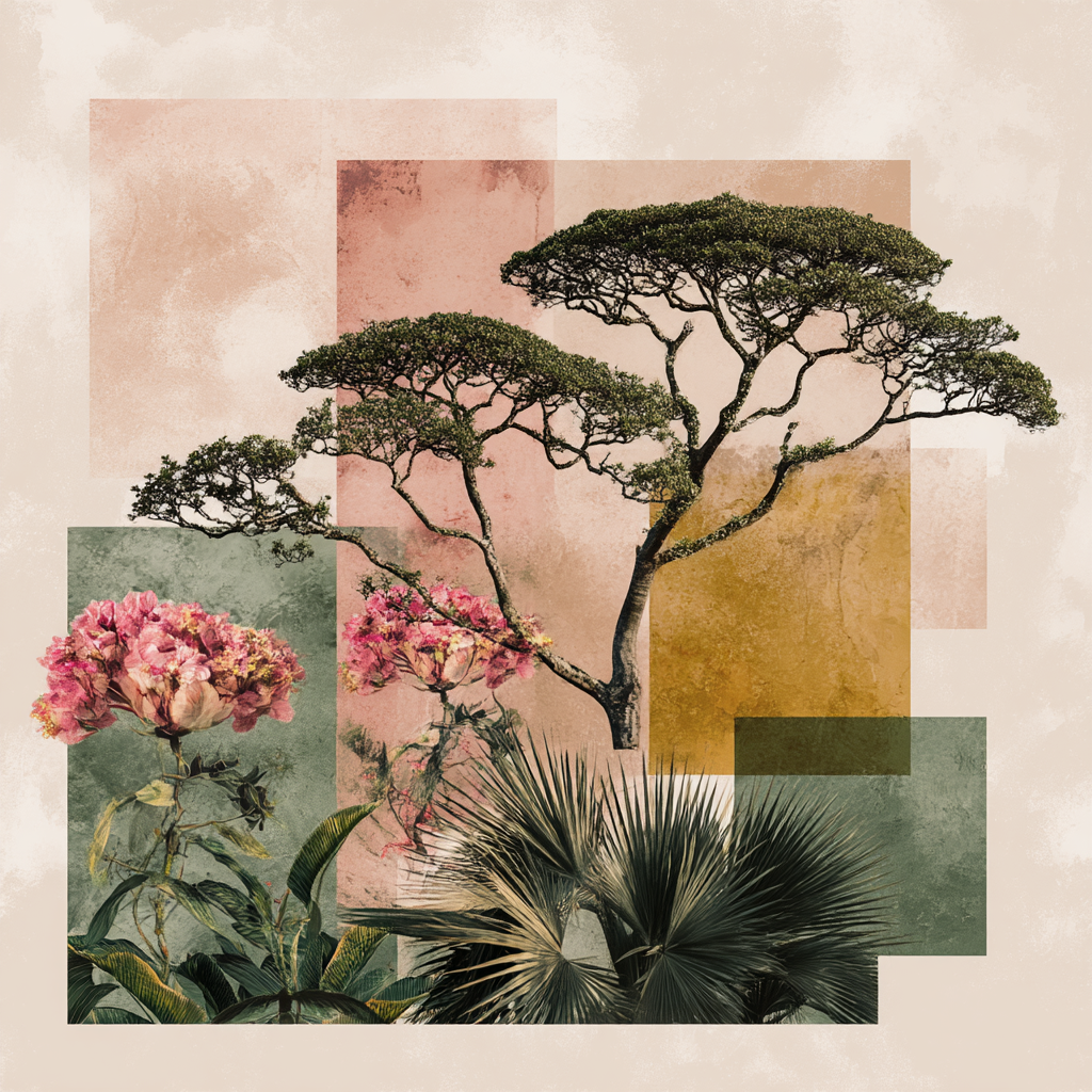 Baum Und Blumen Geometrisches Design | Collagen | Kunstgattungen