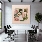 Blumen Collage Mit Botanischen Elementen Vor Rosem Hintergrund