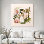 Blumen Collage Mit Botanischen Elementen Vor Rosem Hintergrund