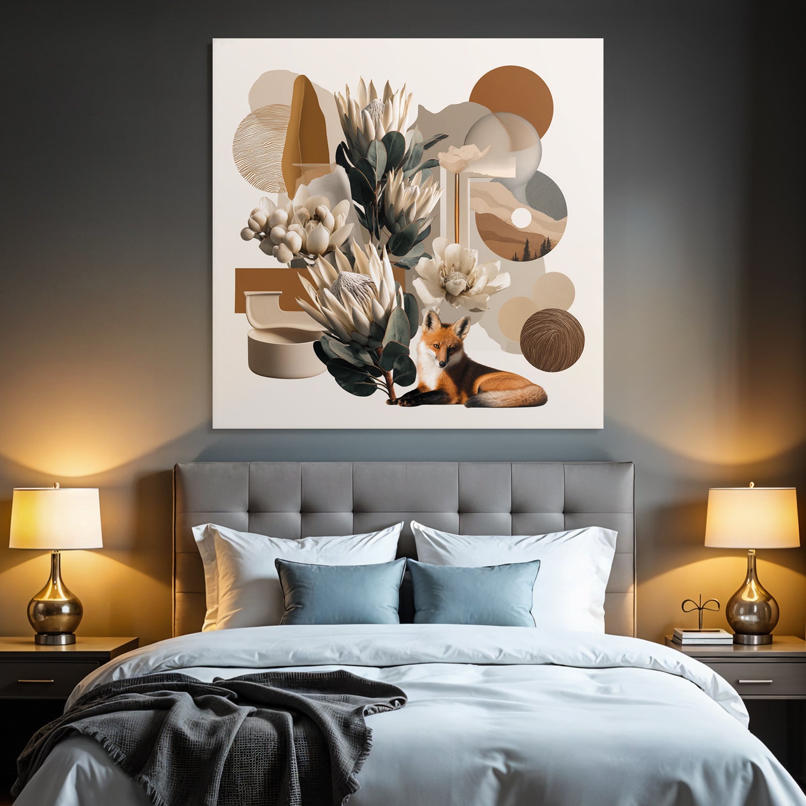 Blumen Design Fuchs Erdtoene Abstrakte Kunst