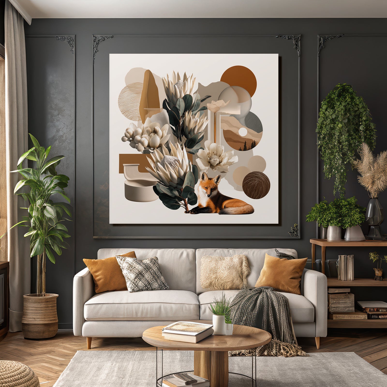 Blumen Design Fuchs Erdtoene Abstrakte Kunst