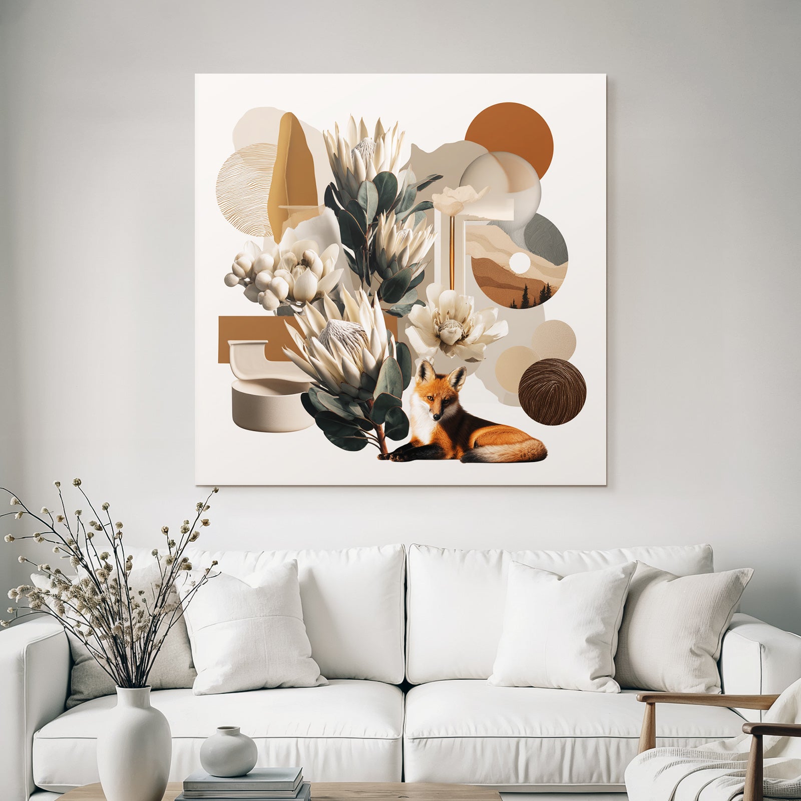 Blumen Design Fuchs Erdtoene Abstrakte Kunst