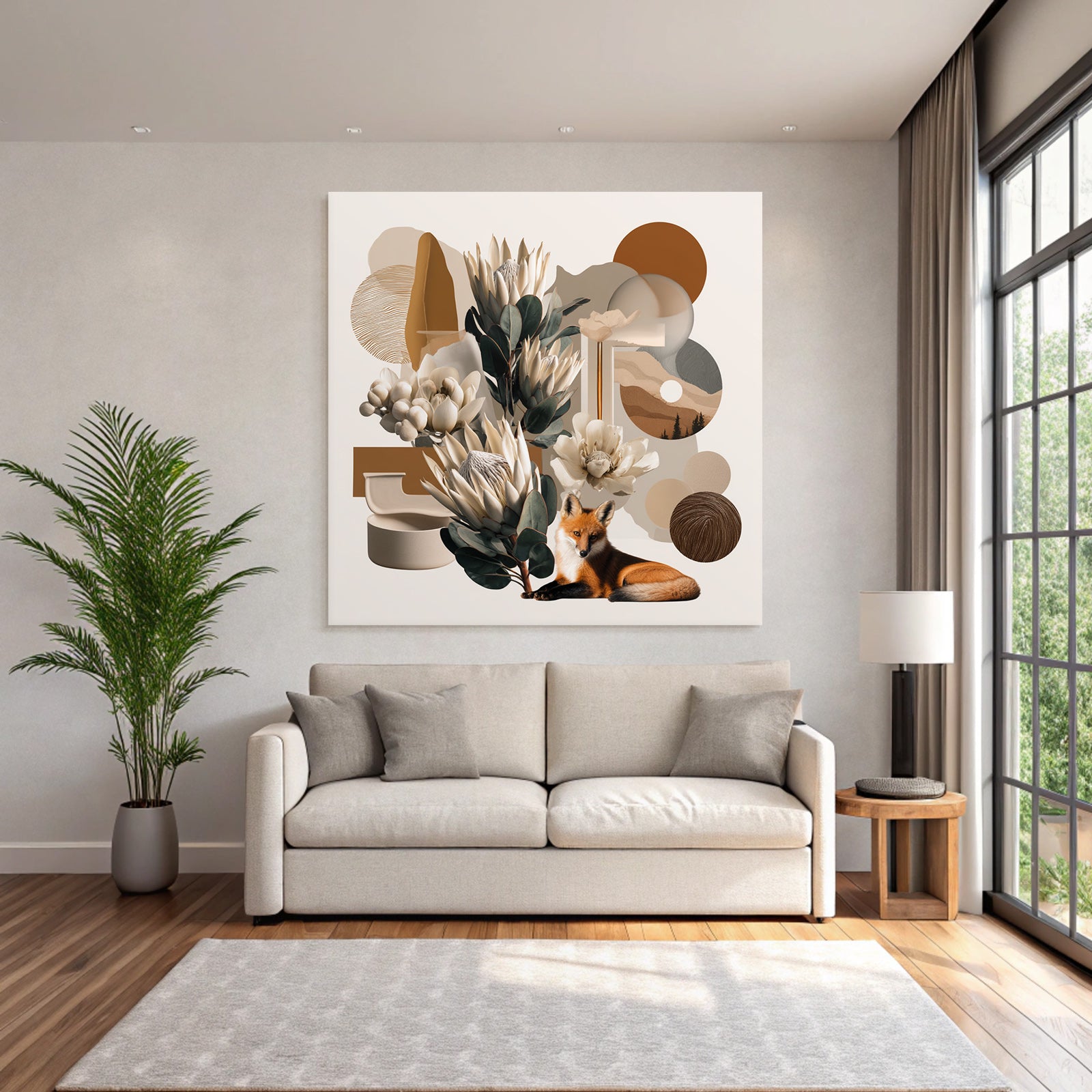 Blumen Design Fuchs Erdtoene Abstrakte Kunst