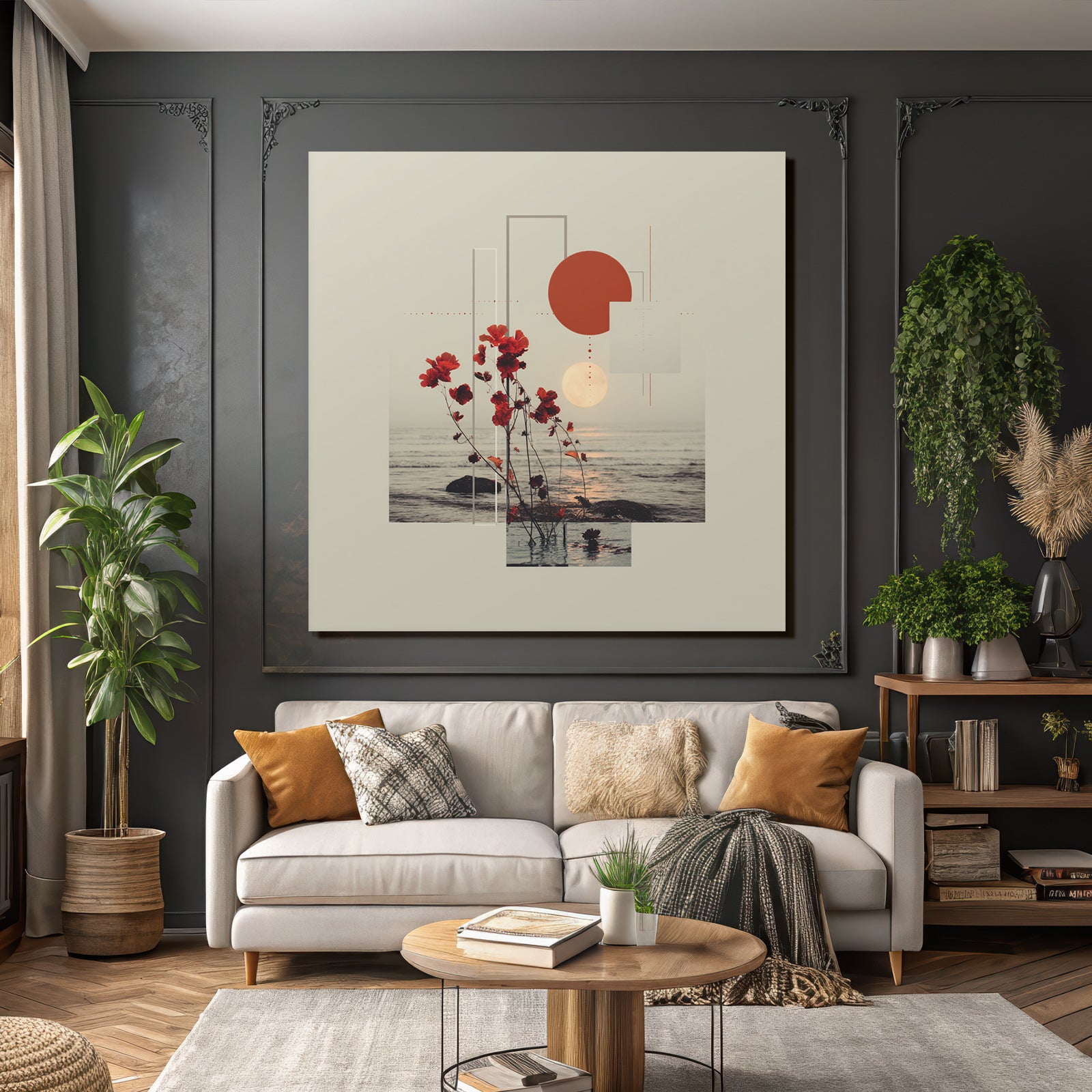 Blumen Geometrische Formen Meer Sonnenuntergang