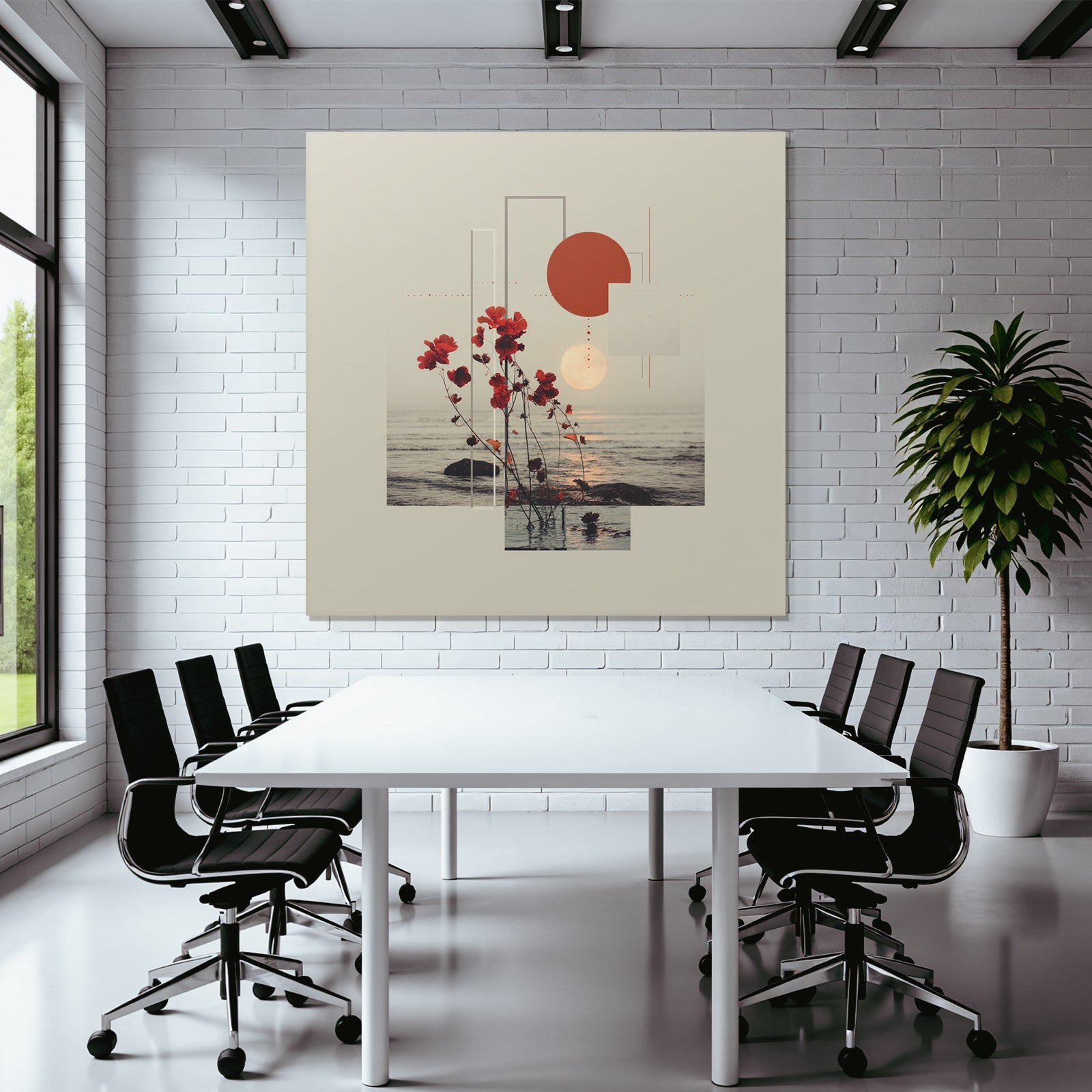 Blumen Geometrische Formen Meer Sonnenuntergang