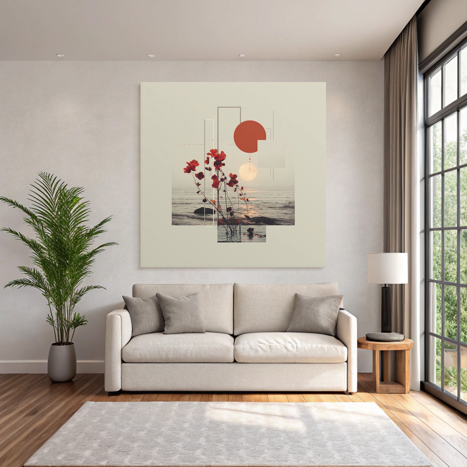 Blumen Geometrische Formen Meer Sonnenuntergang