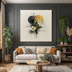 Blumige Abstrakte Grafik Design Moderne Minimalistisch Farbe Schwarz Gelb Gruen
