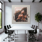 Blumige Landschaft Collage Mit Geometrischen Formen
