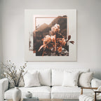 Blumige Landschaft Collage Mit Geometrischen Formen