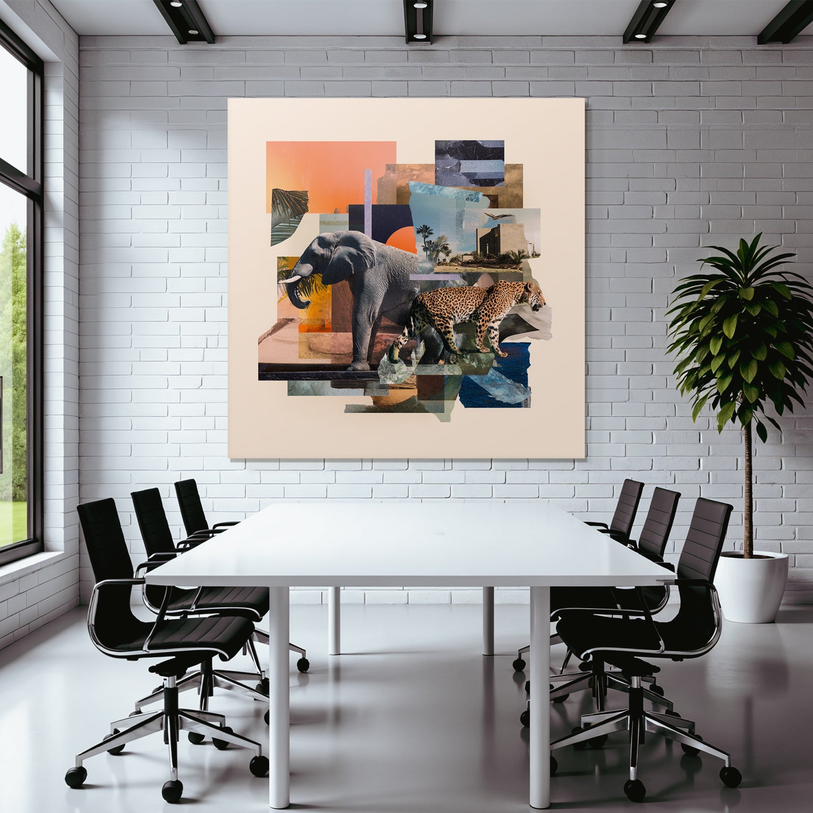 Elefant Leopard Collage Natur Design Elemente