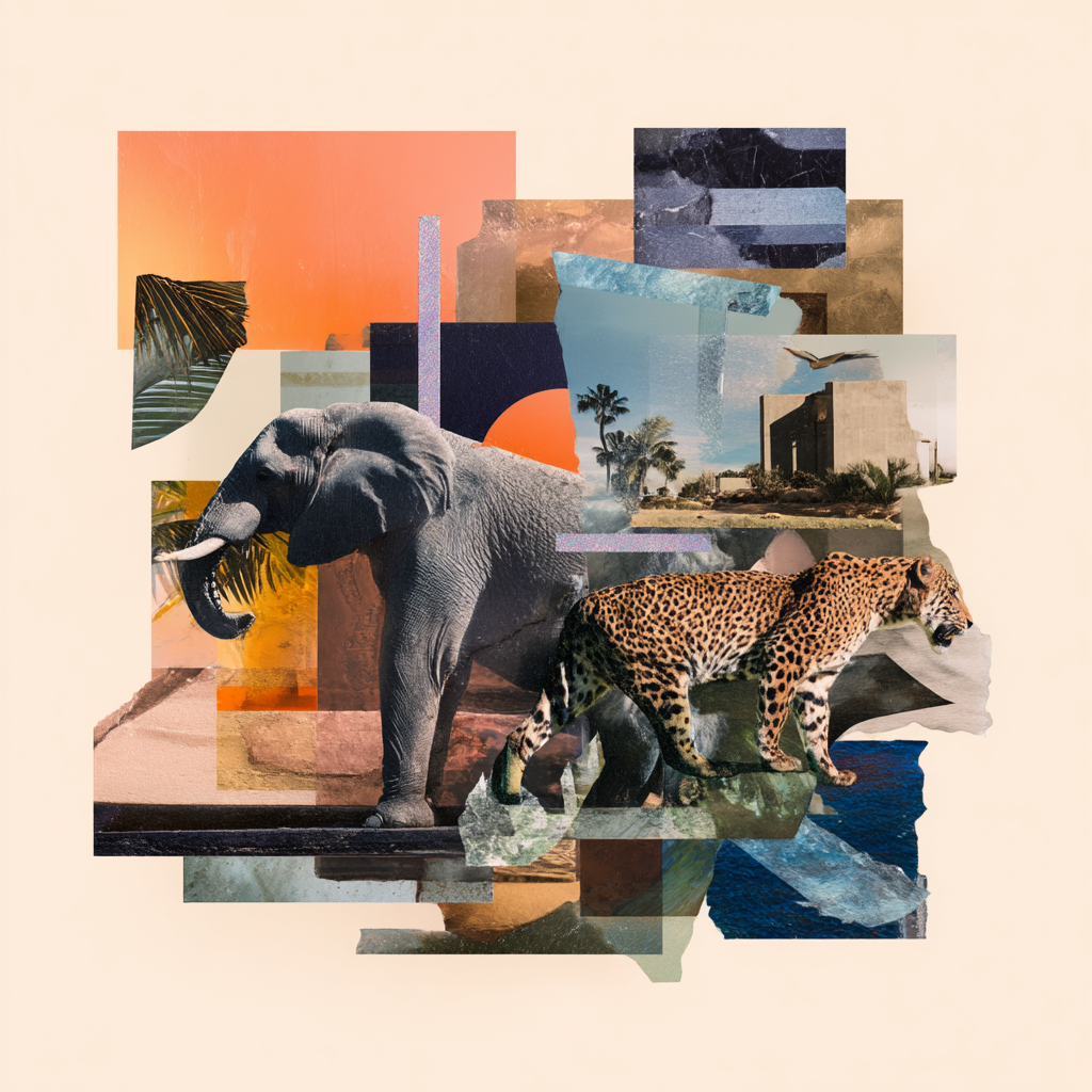 Elefant Leopard Collage Natur Design Elemente | Collagen | Kunstgattungen