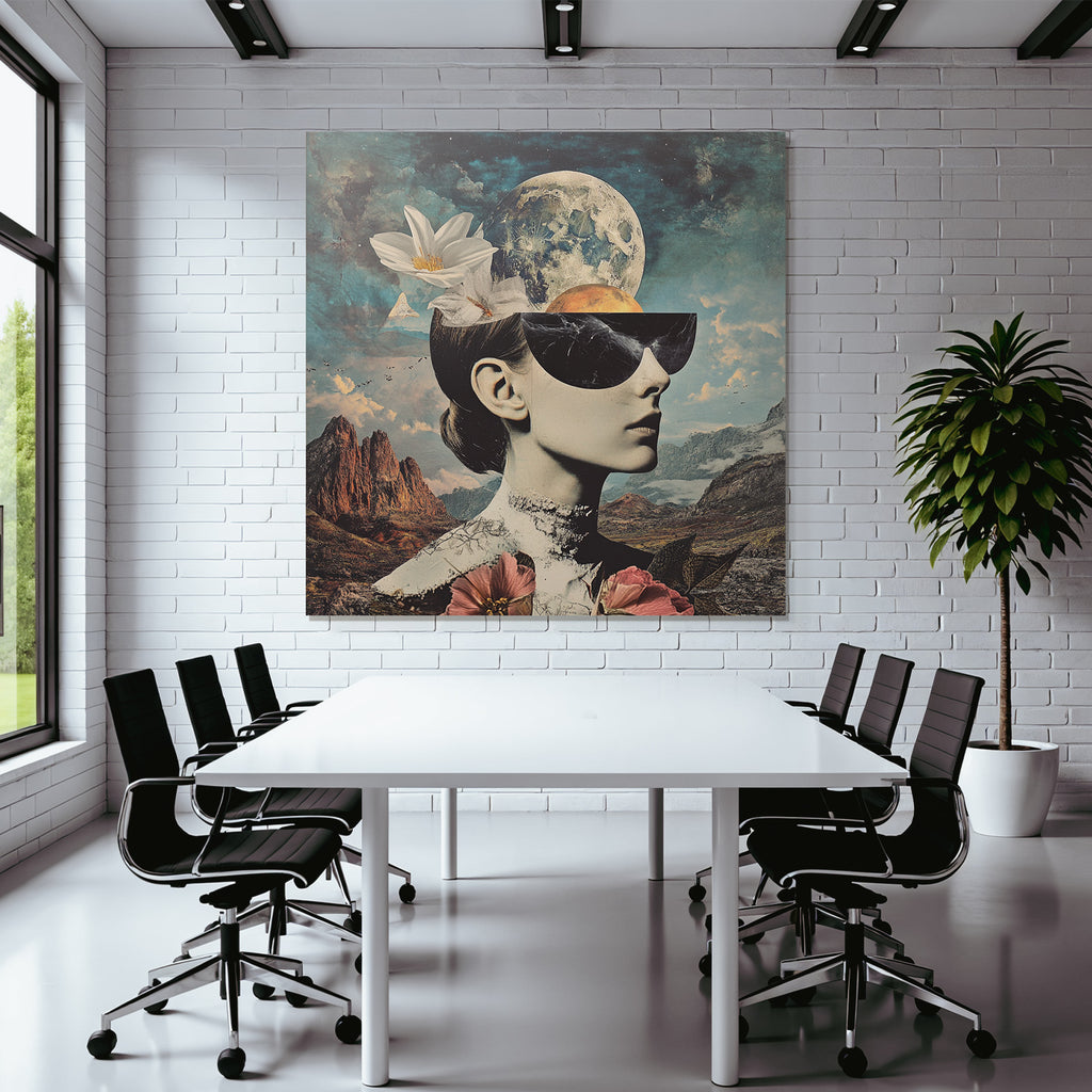 Frau Portraet Surreal Collage Natur Und Welten Leben