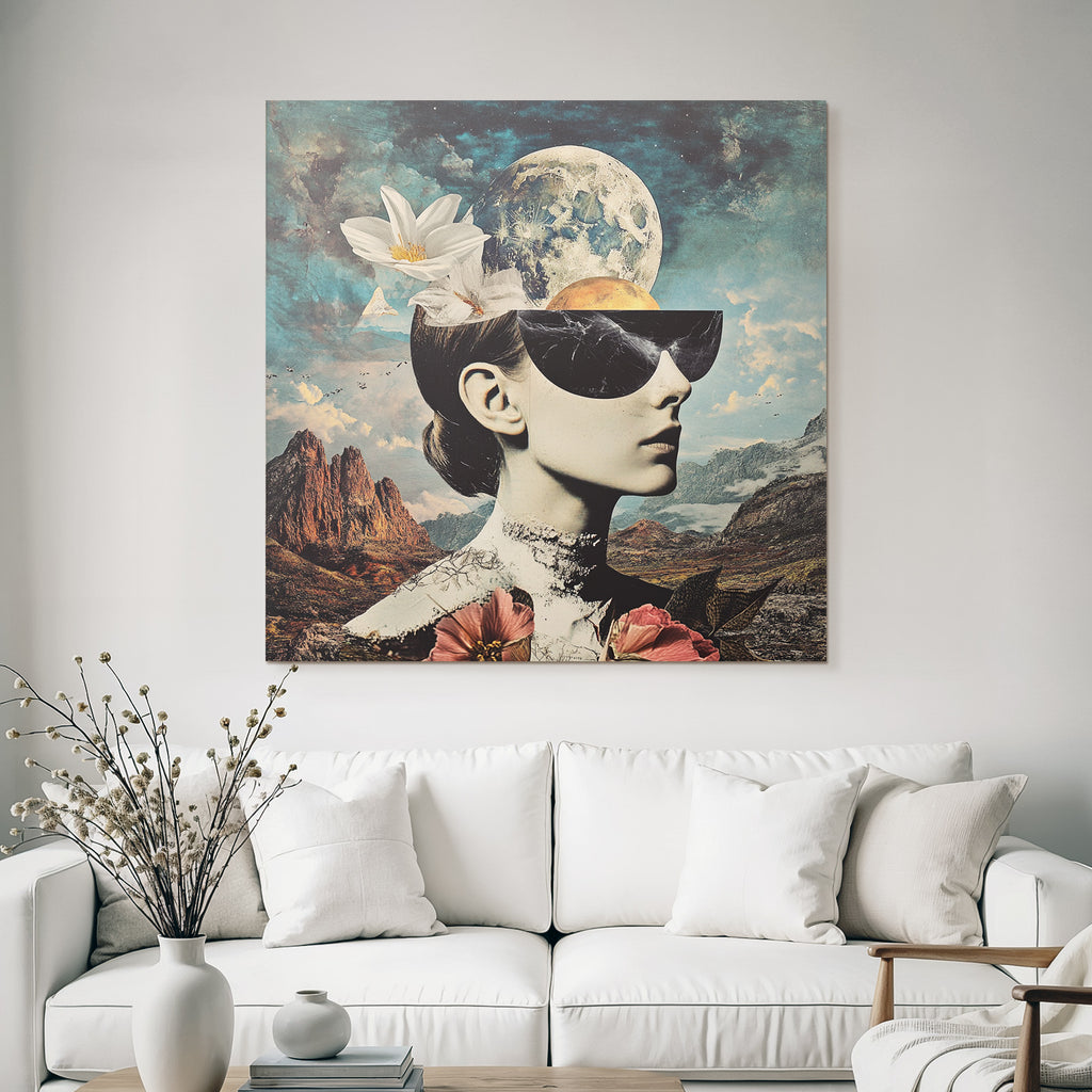 Frau Portraet Surreal Collage Natur Und Welten Leben