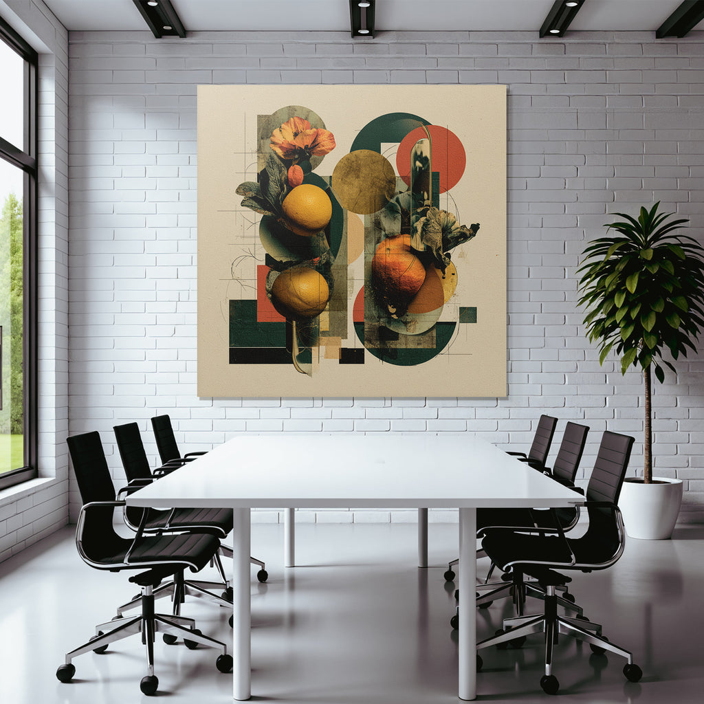 Frucht Floral Collage Geometrische Elemente Warm Ton Modernes Design