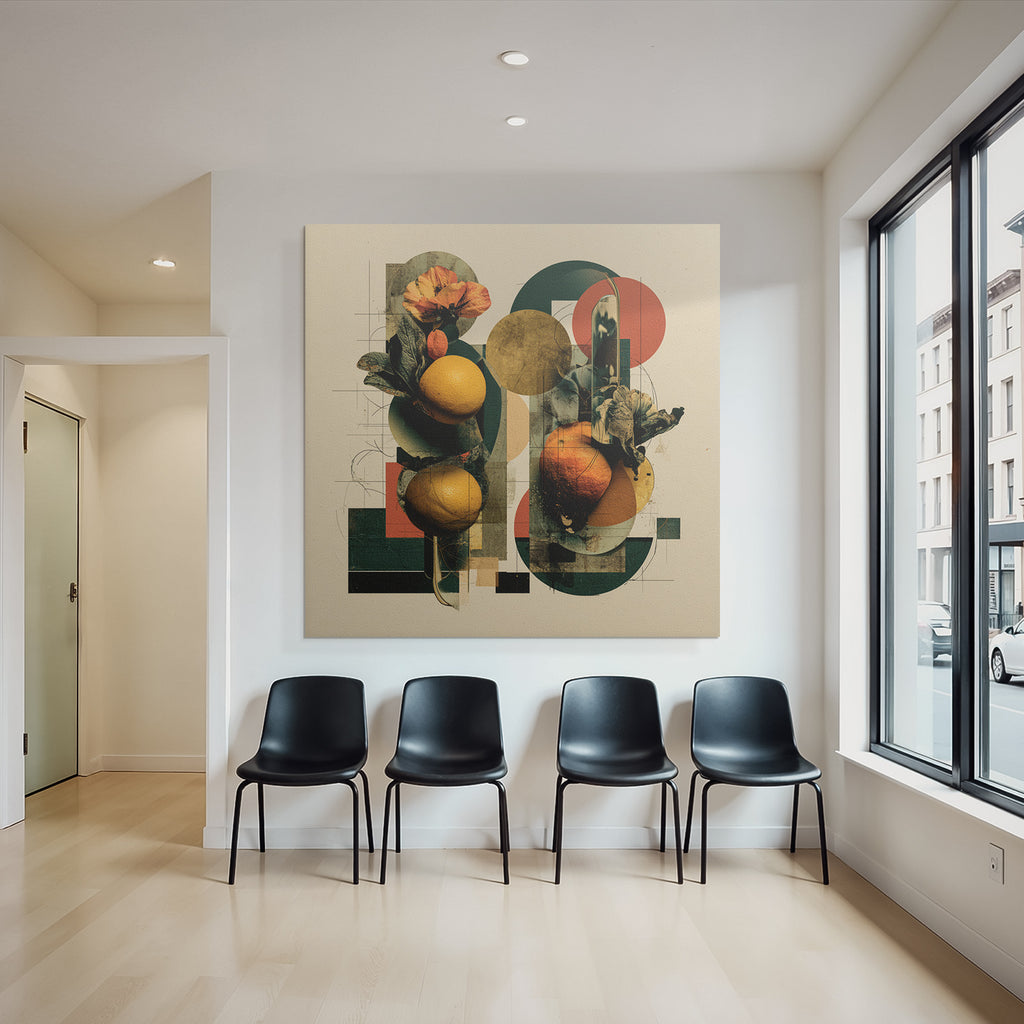 Frucht Floral Collage Geometrische Elemente Warm Ton Modernes Design