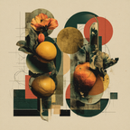 Frucht Floral Collage Geometrische Elemente Warm Ton Modernes Design | Collagen | Kunstgattungen