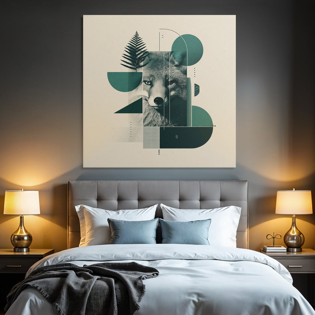 Fuchs Geometrische Formen Mit Farne Abstrakte Grafik Design