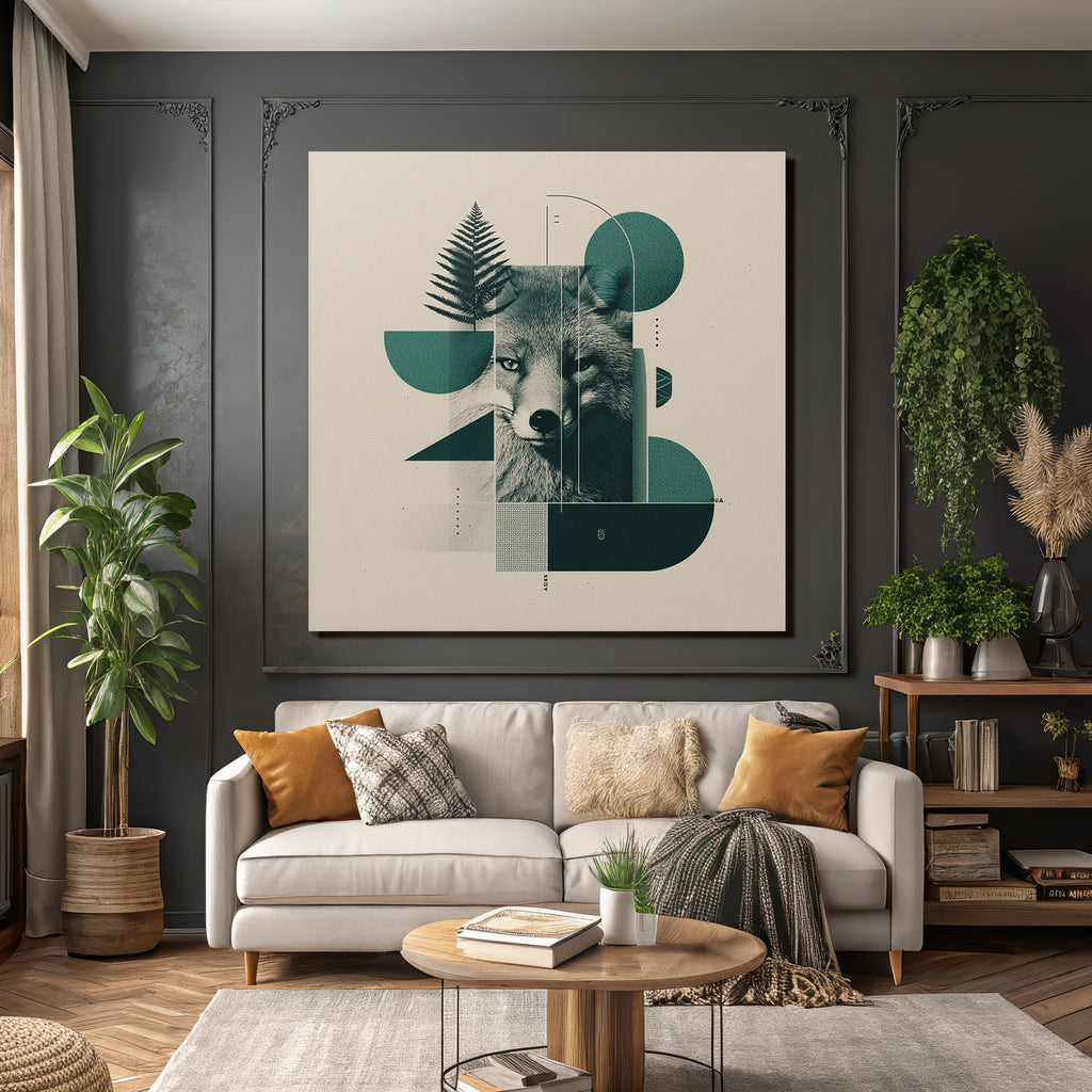 Fuchs Geometrische Formen Mit Farne Abstrakte Grafik Design