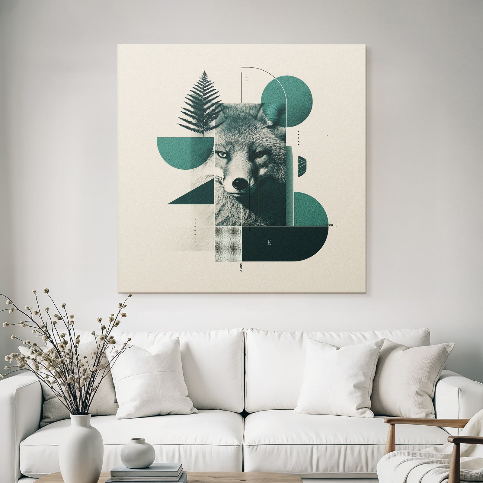 Fuchs Geometrische Formen Mit Farne Abstrakte Grafik Design