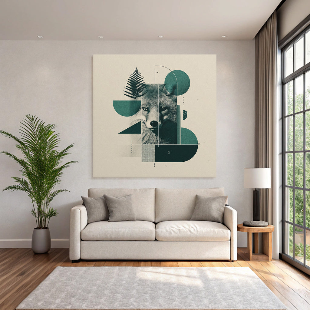 Fuchs Geometrische Formen Mit Farne Abstrakte Grafik Design