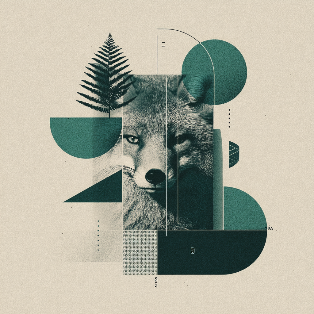 Fuchs Geometrische Formen Mit Farne Abstrakte Grafik Design | Collagen | Kunstgattungen