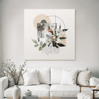 Fuchs Im Schnee Mit Blumen Und Geometrischen Formen