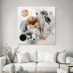 Fuechse Und Blumen Kollage Geometrische Grafik Abstrakt