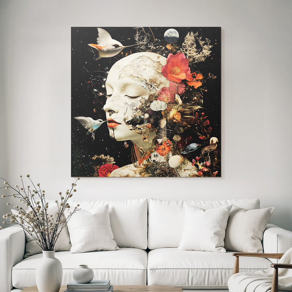 Gesicht Mit Natur Elementen Surreale Kunst Traumhafte Szene