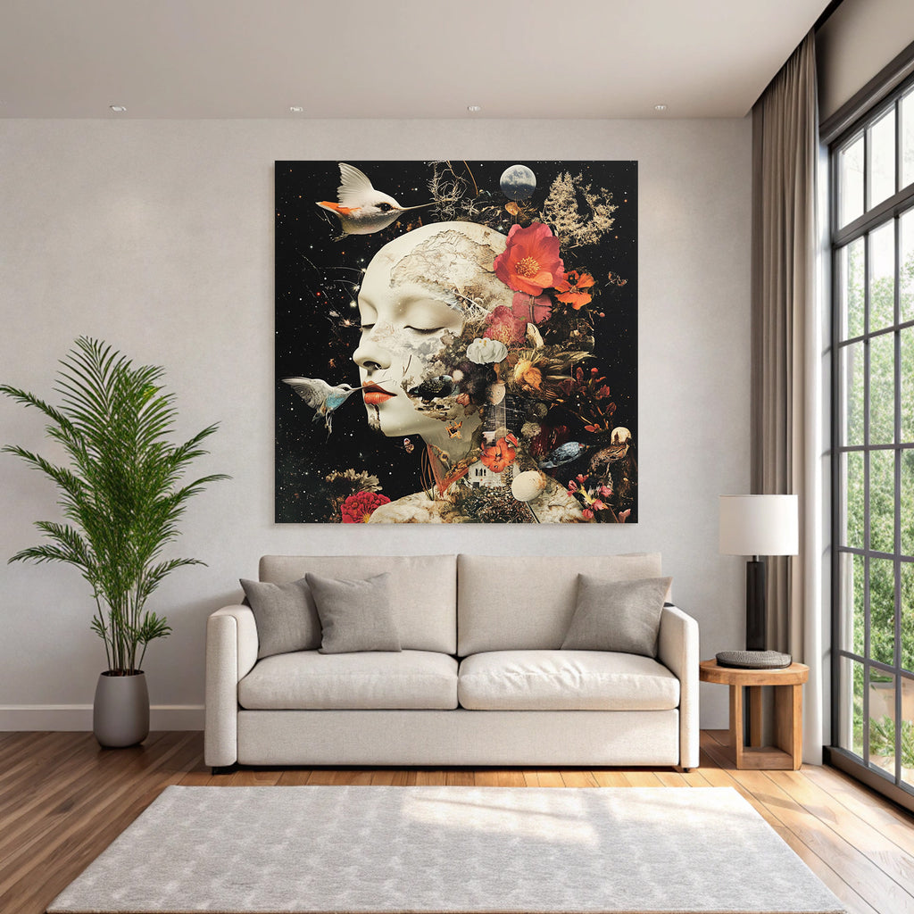 Gesicht Mit Natur Elementen Surreale Kunst Traumhafte Szene
