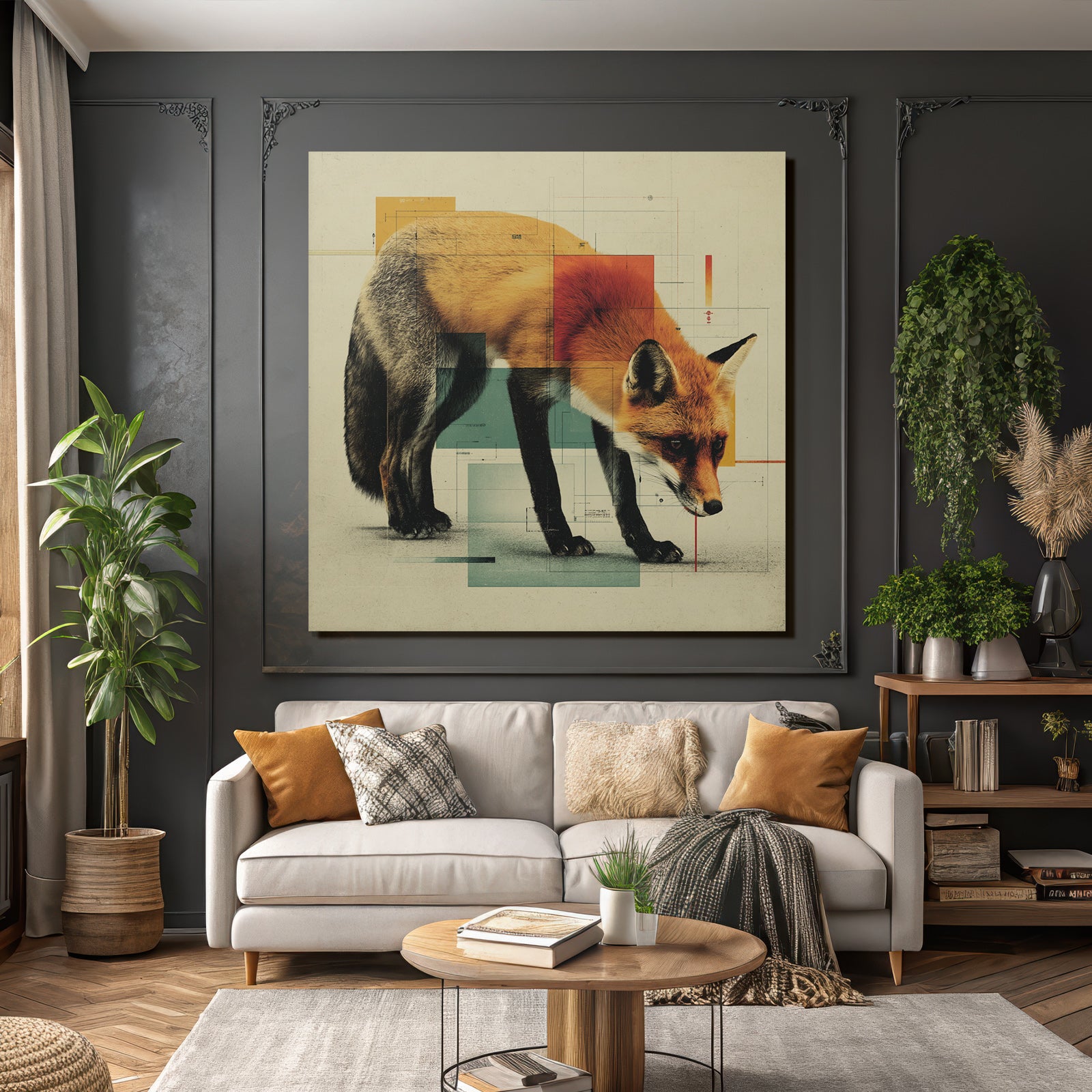 Grafische Fuchs Kunst Abstrakt Geometrische Elemente