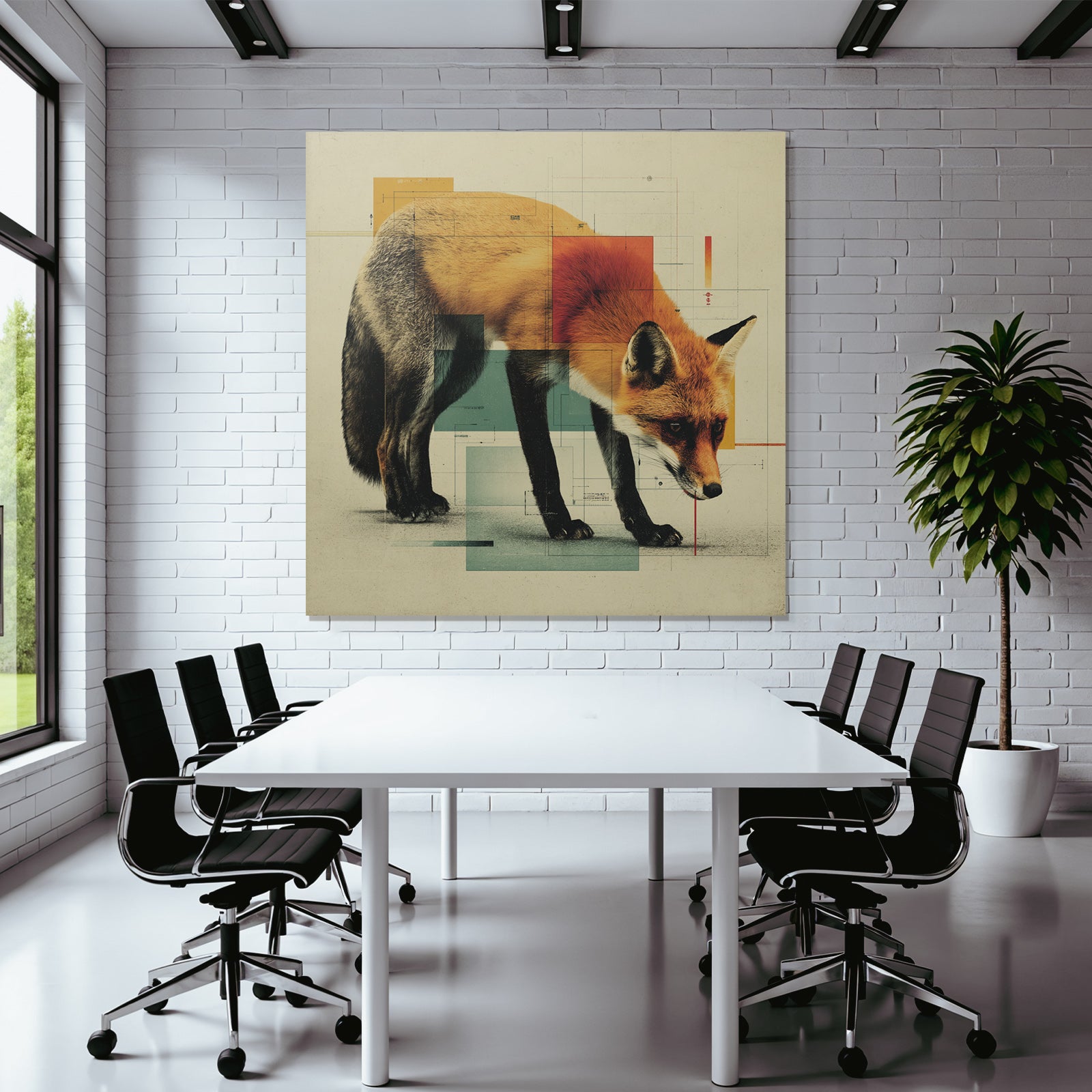 Grafische Fuchs Kunst Abstrakt Geometrische Elemente
