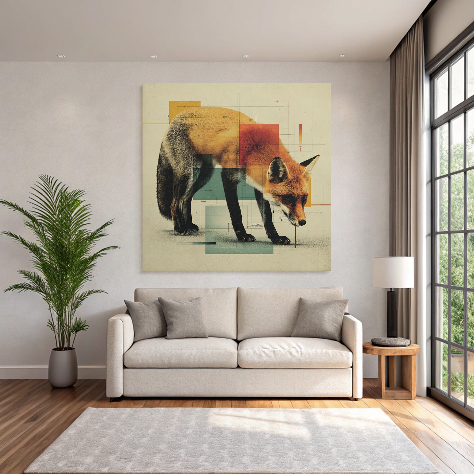 Grafische Fuchs Kunst Abstrakt Geometrische Elemente