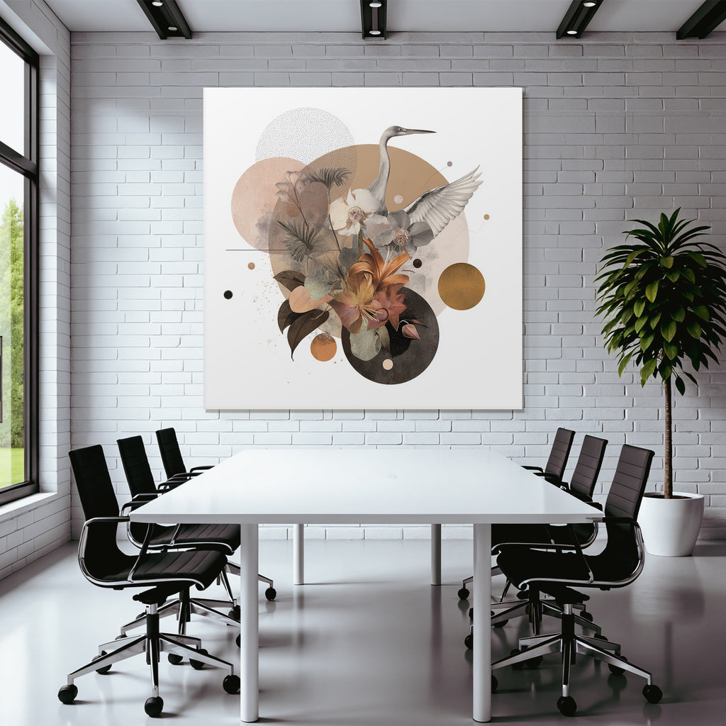 Heron Flora Geometric Design Moderne Kunst