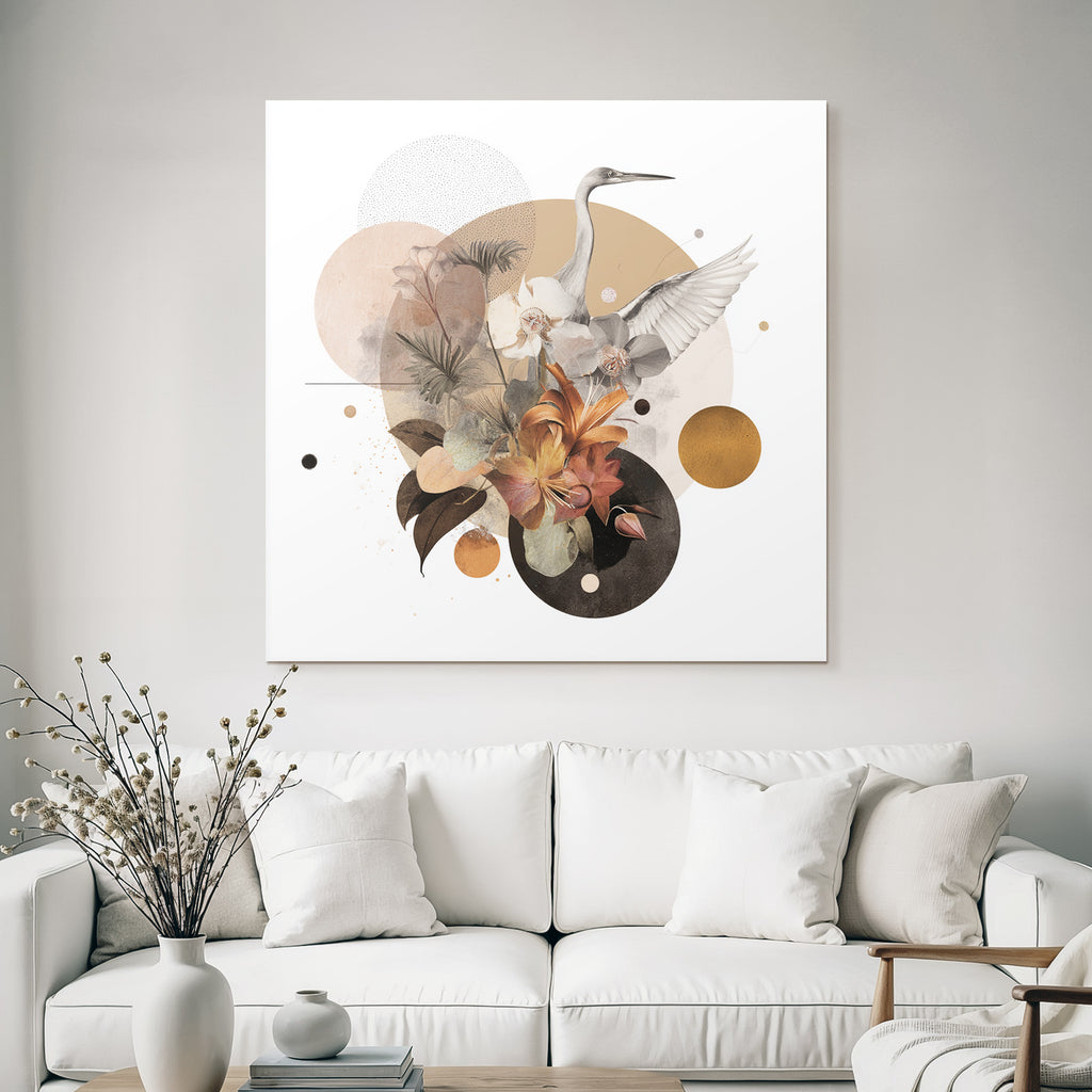 Heron Flora Geometric Design Moderne Kunst
