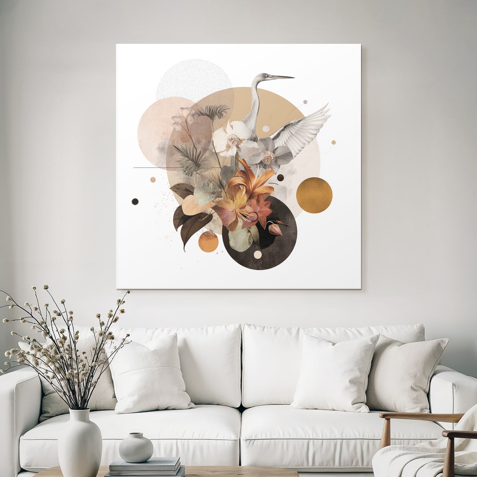 Heron Flora Geometric Design Moderne Kunst
