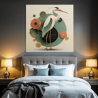 Heron Illustration Geometric Shapes Blumen Artistisch Modern