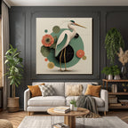 Heron Illustration Geometric Shapes Blumen Artistisch Modern