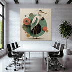 Heron Illustration Geometric Shapes Blumen Artistisch Modern