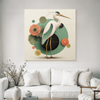 Heron Illustration Geometric Shapes Blumen Artistisch Modern