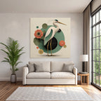 Heron Illustration Geometric Shapes Blumen Artistisch Modern