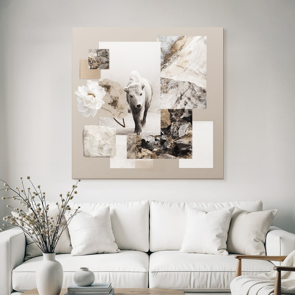 Junge Kueh Collage Mit Fakten Texturen Und Blumen Elementen
