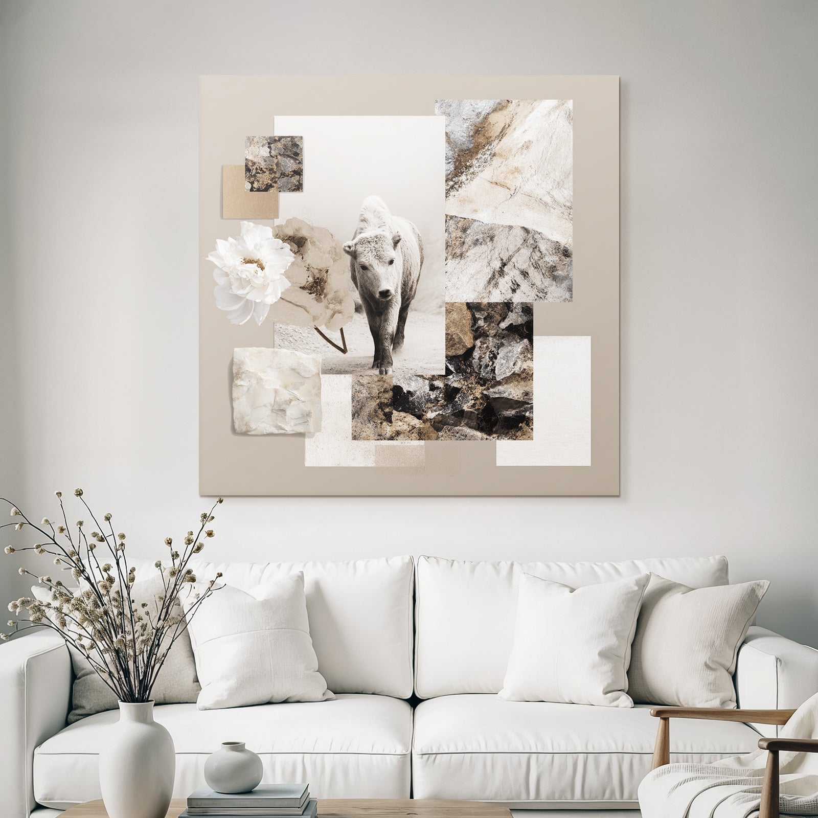 Junge Kueh Collage Mit Fakten Texturen Und Blumen Elementen