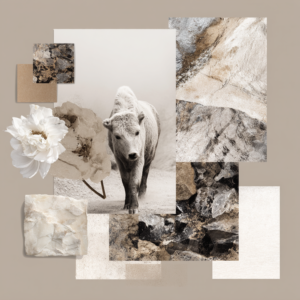 Junge Kueh Collage Mit Fakten Texturen Und Blumen Elementen | Collagen | Kunstgattungen