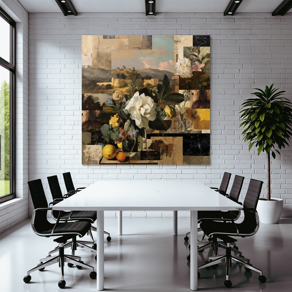 Klassische Stillleben Blumen Obst Collage