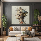 Menschliche Silhouette Mit Natur Elementen Blumen Und Vogel