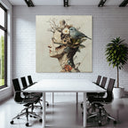 Menschliche Silhouette Mit Natur Elementen Blumen Und Vogel