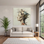Menschliche Silhouette Mit Natur Elementen Blumen Und Vogel